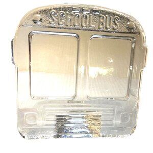 Vintage Studio Nova Japan Crystal / Clear Glass School Bus 2 Frames 2x2.5"